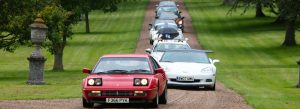 Cars arrive at the Racetrack Run Launch - a Charity Rally for the Children's Respite Trust in Sussex and Kent