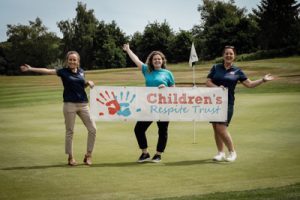 Yasmin Hultquist and Kirsten Fernforth of Simple safety Advice with Abi Tappenden of the Children's Respite Trust at the 2022 Charity Golf Day at Sweetwoods