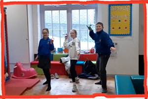 Children testing out their new planes at the children's respite trust siblings club